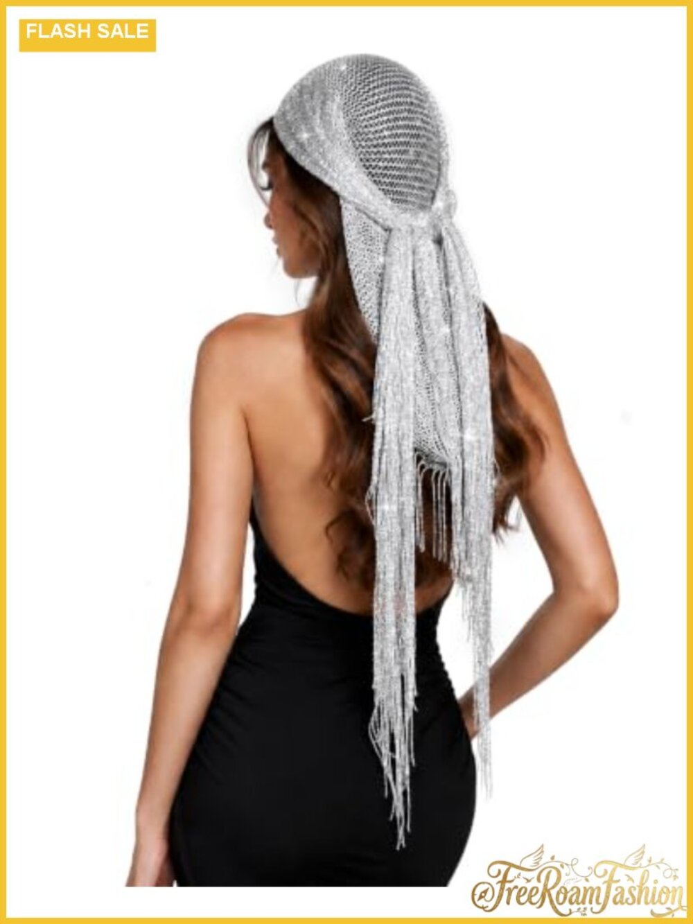 Shimmer Triangle Fringe Shawl Scarf Wrap for Women Evening Beach Coverup
